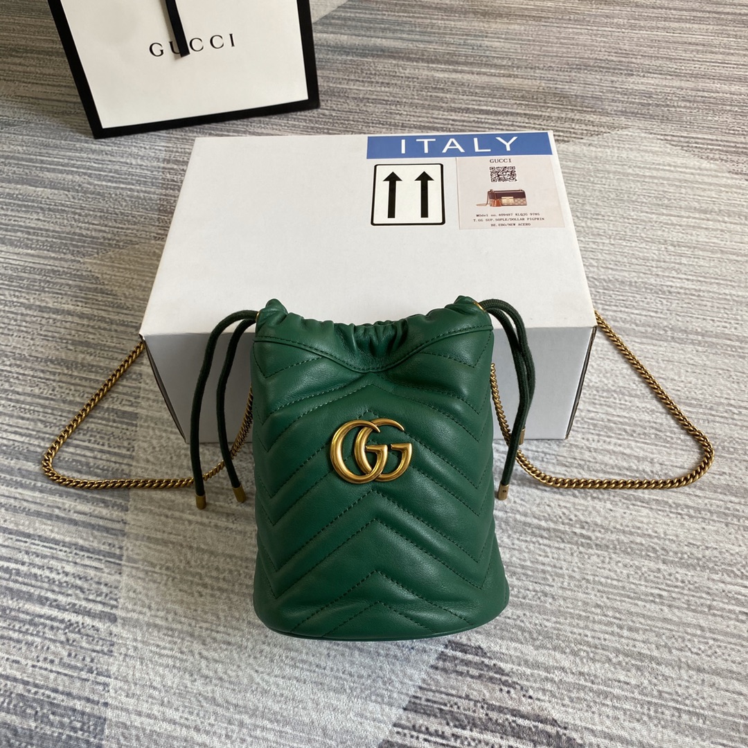 Gucci GG Marmont Mini Bucket Bag Shoulder Bag 575163 Green